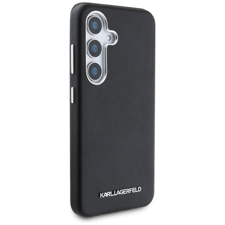 Karl Lagerfeld Saffiano Full Wrapped Elongated Metal Logo MagSafe - Etui do Samsung Galaxy S25 (czarny) (KLHMS25SPSAFWMCK)