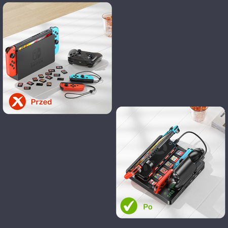 Unitek stacja ładująca Switch z przełącznikiem i czytnikiem kart do gier (G1005ABK01)