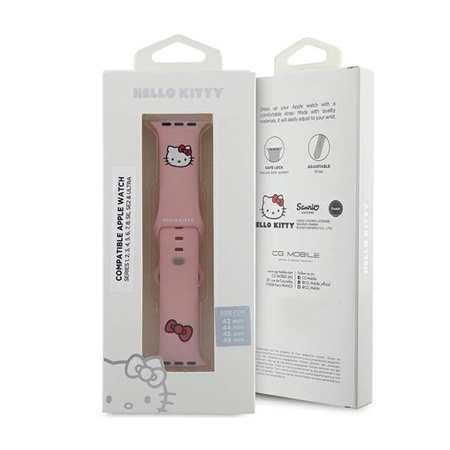 Hello Kitty Silicone Kitty Head - Pasek do Apple Watch 42/44/45/49 mm (różowy) (HKAWLSCHBLP)