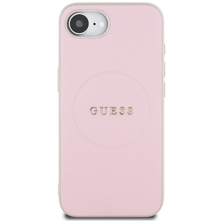 Guess Grained Ring MagSafe - Etui do iPhone 16e (różowy) (GUHMPSE4PGHSMMP)