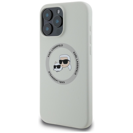Karl Lagerfeld Silicone Double Heads And Circle MagSafe - Etui do iPhone 16 Pro (beżowy) (KLHMP16LSKCHTCE)