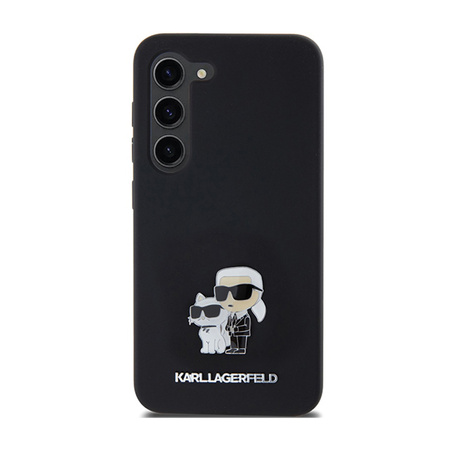 Karl Lagerfeld Silicone Karl & Choupette Metal Pin - Etui Samsung Galaxy S24 (czarny) (KLHCS24SSMHKCNPK)