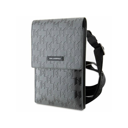 Karl Lagerfeld Saffiano Mongram Plaque - Torba na smartfona i akcesoria (srebrny) (KLWBSAMSMG)