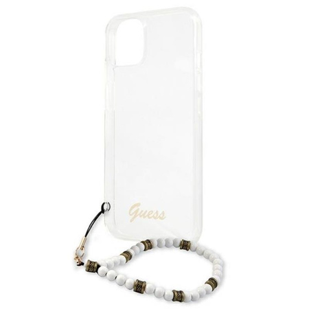 Guess White Pearl Strap - Etui iPhone 13 Mini (przezroczysty) (GUHCP13SKPSWH)