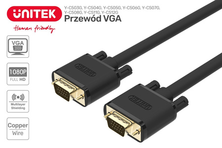 (EOL) Unitek przewód PREMIUM VGA HD15 M/M 20m (Y-C508G)