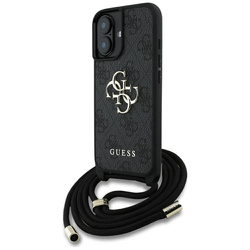 Guess 4G Big Logo Cord Strap Crossbody - Etui do iPhone 16 (czarny) (GUHCP16SP4GMGCRK)