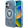 Guess IML Metal Glitter 4G Circle Triangle MagSafe - Etui do iPhone 16 (niebieski) (GUHMP16SHG4PRTGB)