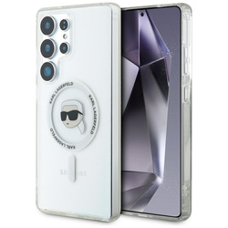 Karl Lagerfeld Button Karl Head Printed Logo MagSafe - Etui Samsung Galaxy S25 Ultra (biały) (KLHMS25LHLSKIH)