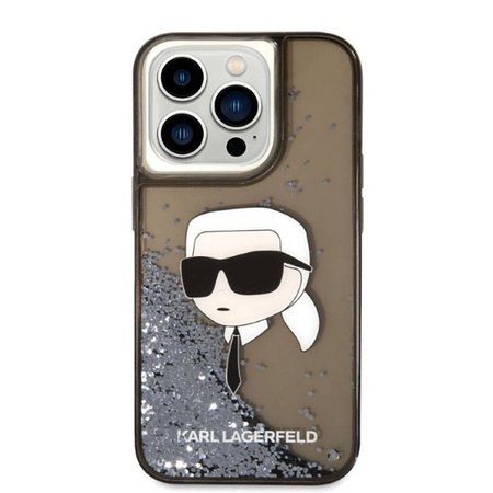Karl Lagerfeld Liquid Glitter NFT Karl's Head - Etui iPhone 14 Pro (czarny) (KLHCP14LLNKHCK)