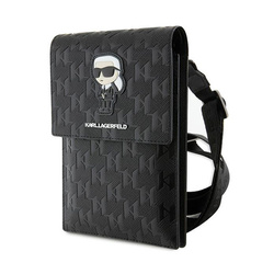 Karl Lagerfeld Saffiano Monogram Ikonik - Torebka crossbody na telefon (czarny) (KLWBSAKHPKK)