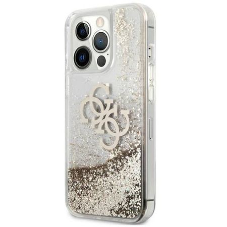 Guess Liquid Glitter 4G Big Logo - Etui iPhone 13 Pro Max (złoty) (GUHCP13XLG4GGO)