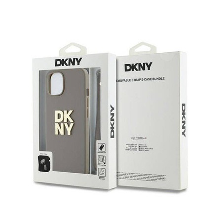 DKNY Wrist Strap Stock Logo - Etui iPhone 15 / 14 / 13 (beżowy) (DKHCP15SPBSWSE)