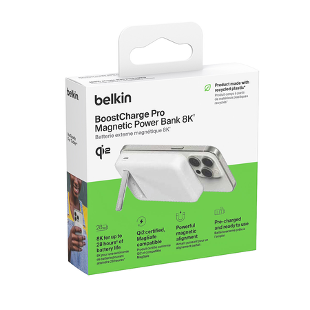 Belkin BoostCharge Pro Powerbank 8000 mAh 15w Qi2 MagSafe biały (BPD007BTWH)