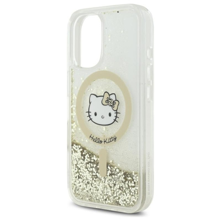 Hello Kitty Liquid Glitter Fever MagSafe - Etui iPhone 16 (biały / złoty) (HKHMP16SLGDIH)