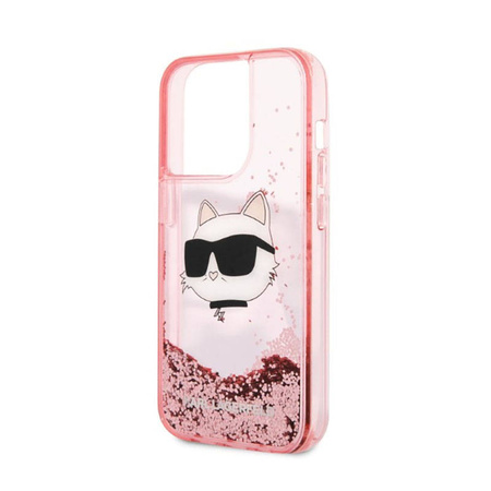 Karl Lagerfeld Liquid Glitter NFT Choupette Head - Etui iPhone 14 Pro Max (różowy) (KLHCP14XLNCHCP)