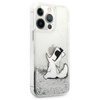 Karl Lagerfeld Liquid Glitter Choupette Fun - Etui iPhone 13 Pro Max (srebrny) (KLHCP13XGCFS)
