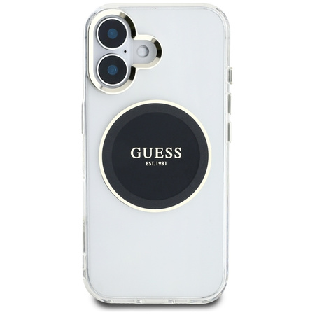 Guess IML Metal Colored Circle Classic Logo MagSafe - Etui do iPhone 16 (czarny) (GUHMP16SHTDRCEDK)