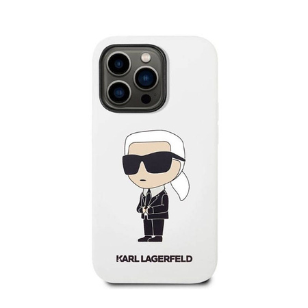 Karl Lagerfeld Silicone NFT Ikonik - Etui iPhone 14 Pro (biały) (KLHCP14LSNIKBCH)