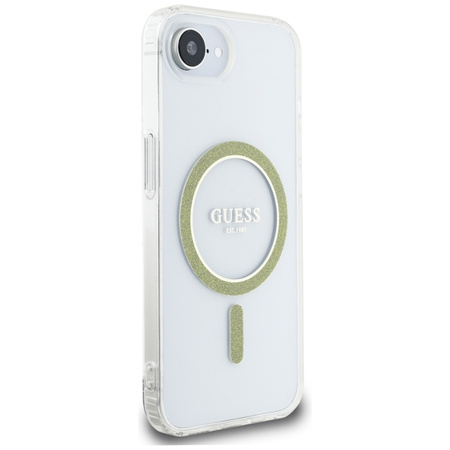 Guess IML Glitter Circle MagSafe - Etui do iPhone 16e (przezroczysty) (GUHMPSE4HFGERET)