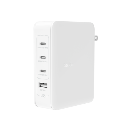 Belkin 140W 4 x porty GaN ładowarka ścienna, biała (WCH014BTWH)