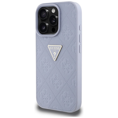 Guess Hot Stamp 4G Pattern Triangle Metal Logo - Etui do iPhone 16 Pro Max (fioletowy) (GUHCP16XPGP4STRU)
