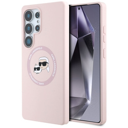 Karl Lagerfeld Silicone Double Heads And Circle MagSafe - Etui Samsung Galaxy S25 Ultra (różowy) (KLHMS25LSKCHTCP)