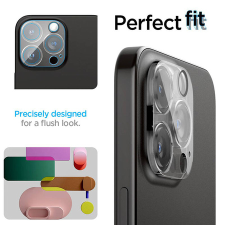 Spigen Optik.TR Camera Protector - Szkło ochronne na obiektyw do iPhone 15 Pro / 15 Pro Max / iPhone 14 Pro / 14 Pro Max (2 szt) (Przezroczysty) (AGL05761)