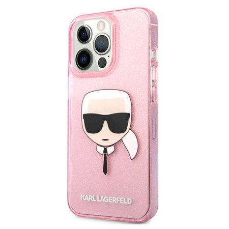 Karl Lagerfeld Karl’s Head Glitter - Etui iPhone 13 Pro Max (różowy) (KLHCP13XKHTUGLP)