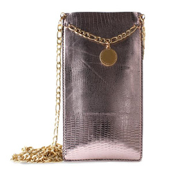 PURO GLAM Chain - Etui uniwersalne do smartfonów z 2 kieszeniami na karty w/gold chain XL (brązowy) (PGPCCHAIN3XL)