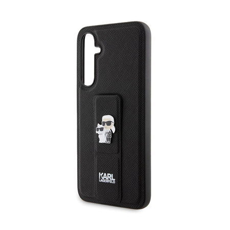 Karl Lagerfeld Gripstand Saffiano Karl & Choupette Pins - Etui Samsung Galaxy S23 FE (czarny) (KLHCS23FEGSAKCPK)