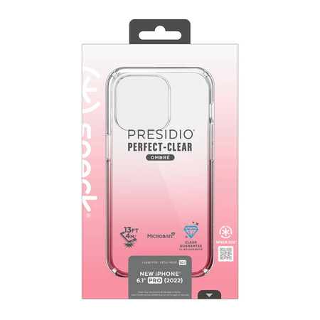 Speck Presidio Perfect-Clear + Ombre - Etui iPhone 14 Pro z powłoką MICROBAN (Clear / Vintage Rose Fade) (150151-9509)