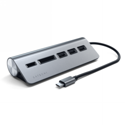 Satechi Aluminium - hub USB-C (czytnik kart micro/SD, 3x USB-A) - gwiezdna szarość (ST-TCHCRM)