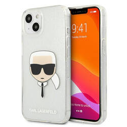 Karl Lagerfeld Karl's Head Glitter - Etui iPhone 13 mini (srebrny) (KLHCP13SKHTUGLS)