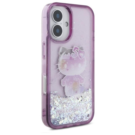 Hello Kitty Liquid Glitter 50TH Anniversary Party - Etui iPhone 16 (fioletowy) (HKHCP16SL50PPU)