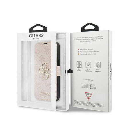 Guess Booktype 4G Big Metal Logo - Etui iPhone 13 Pro Max (różowy) (GUBKP13X4GMGPI)