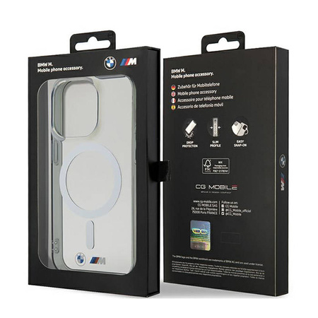 BMW Silver Ring MagSafe - Etui iPhone 14 Pro (Przezroczysty) (BMHMP14LHCRS)