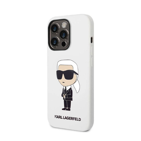 Karl Lagerfeld Silicone NFT Ikonik - Etui iPhone 14 Pro (biały) (KLHCP14LSNIKBCH)