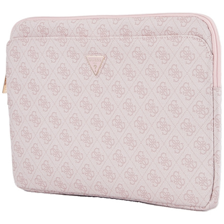 Guess 4G Zipper Pocket Triangle Logo Sleeve - Etui na notebooka 14" (różowy) (GUCS14ZP4DPTP)