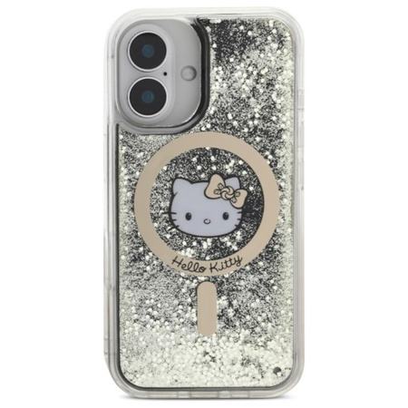 Hello Kitty Liquid Glitter Fever MagSafe - Etui iPhone 16 (czarny / złoty) (HKHMP16SLGDIK)