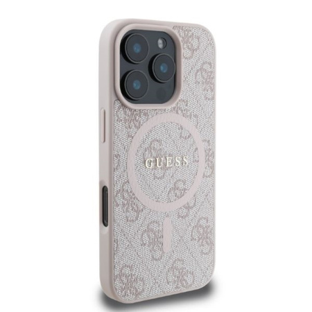 Guess 4G Ring Classic Logo MagSafe - Etui iPhone 16 Pro (różowy) (GUHMP16LG4GFRP)