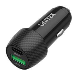 Unitek Ładowarka samochodowa 38W USB-A USB-C QC3.0 - czarrny