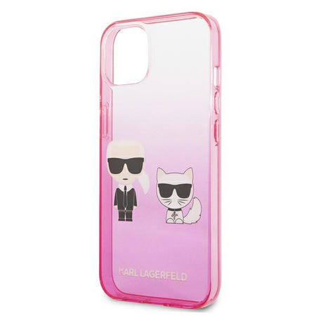 Karl Lagerfeld Gradient Ikonik Karl & Choupette - Etui iPhone 13 mini (różowy) (KLHCP13STGKCP)