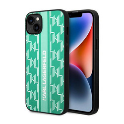 Karl Lagerfeld Monogram Stripe - Etui iPhone 14 Plus (zielony) (KLHCP14MPGKLSKN)