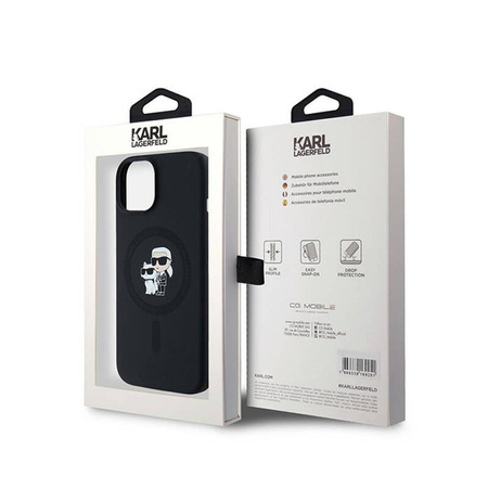 Karl Lagerfeld Silicone Karl & Choupette MagSafe - Etui iPhone 15 / 14 / 13 (czarny) (KLHMP15SSCMKCRHK)