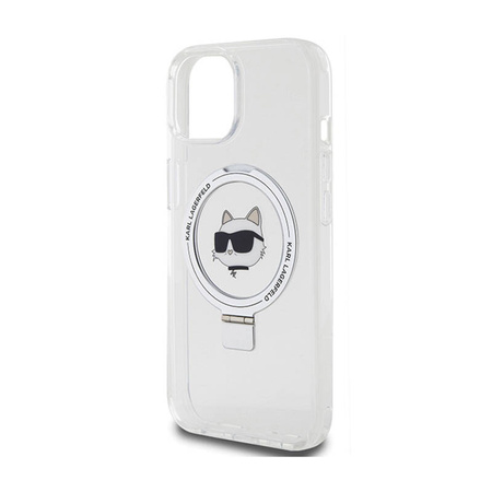 Karl Lagerfeld Ring Stand Choupette Head MagSafe - Etui iPhone 15 (biały) (KLHMP15SHMRSCHH)