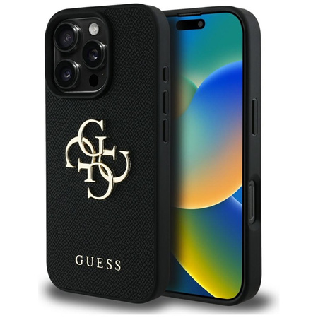 Guess Grained Big 4G Logo Small Classic Logo - Etui do iPhone 16 Pro Max (czarny) (GUHCP16XPGT4MBK)