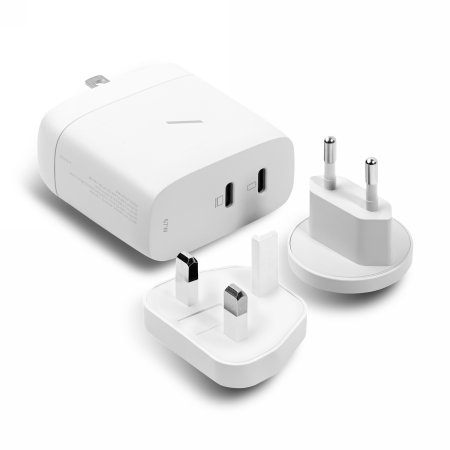 Native Union Fast GaN Charger - ładowarka 67W PD, 2x USB-C, adaptery US/UK/EU w zestawie (white) (FAST-PD67-WHT-INT)