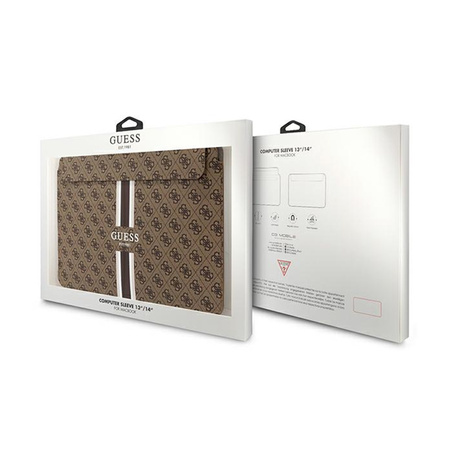 Guess 4G Printed Stripes Computer Sleeve - Etui na notebooka 14" (Brązowy) (GUCS14P4RPSW)
