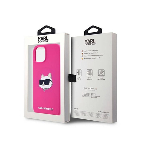 Karl Lagerfeld Silicone Choupette Head MagSafe - Etui iPhone 15 Plus / 14 Plus (różowy) (KLHMP15MSCHPPLF)