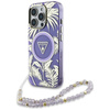Guess Palm Trees Triangle Pearl Strap MagSafe - Etui do iPhone 16 Pro Max (fioletowy) (GUHMP16XHPCTPLSU)